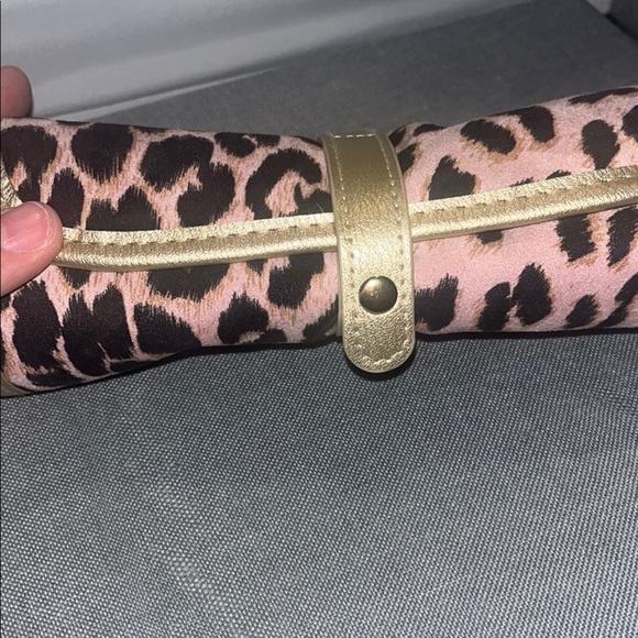 Leopard Print Clutch with Gold Trim - Picture 3 of 6